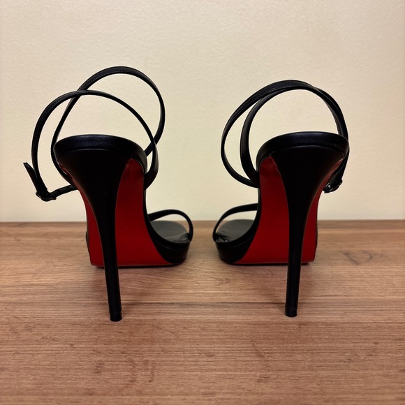 LOUBOUTIN Authentic Miss Z Sandal Queen Strappy Heels Size 39 Black Leather - Picture 12 of 15